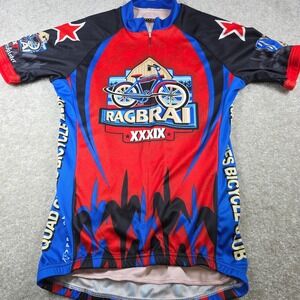Primal Cycling Jersey Mens S Ragbrai XXXIX Sport Cut  Red Blue Biking Activewear